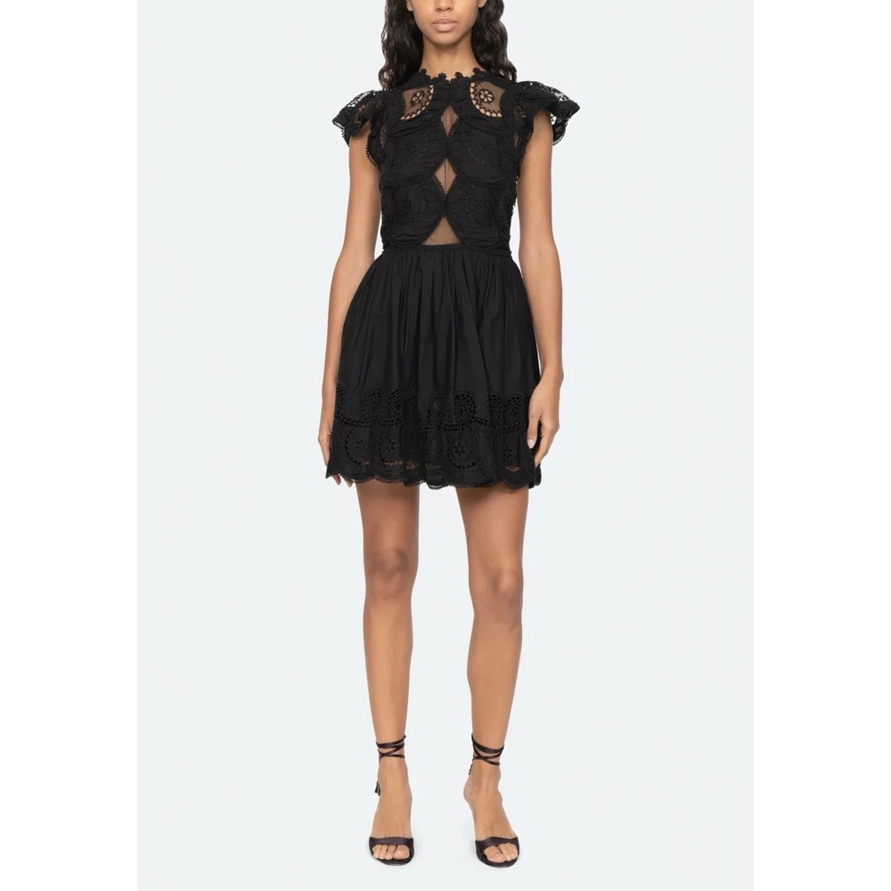 SEA New York Mini Embroidered Flutter-Sleeve Lace Drea Dress